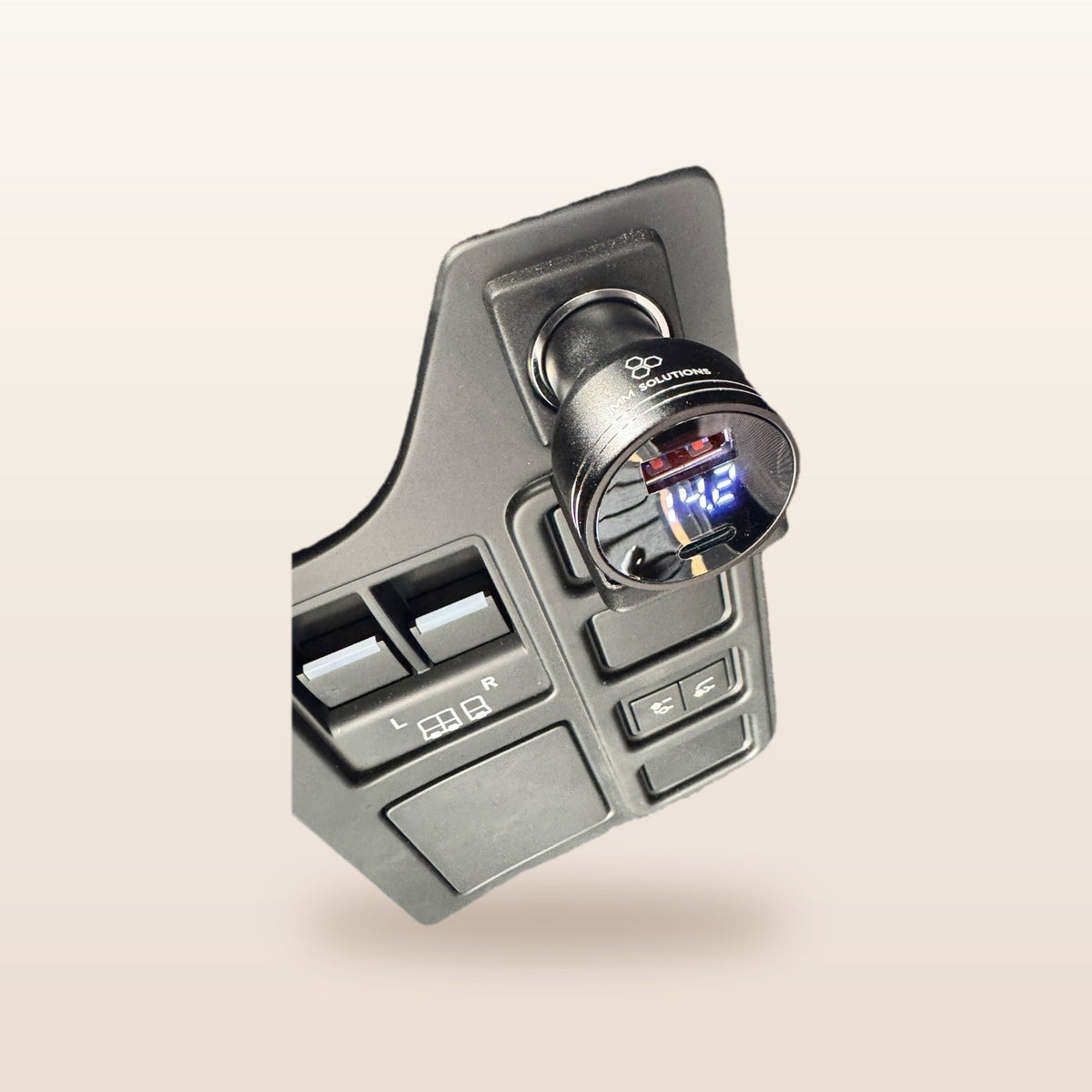 160W USB-C & USB Car Charger: plugged into a vehicle's 12V socket