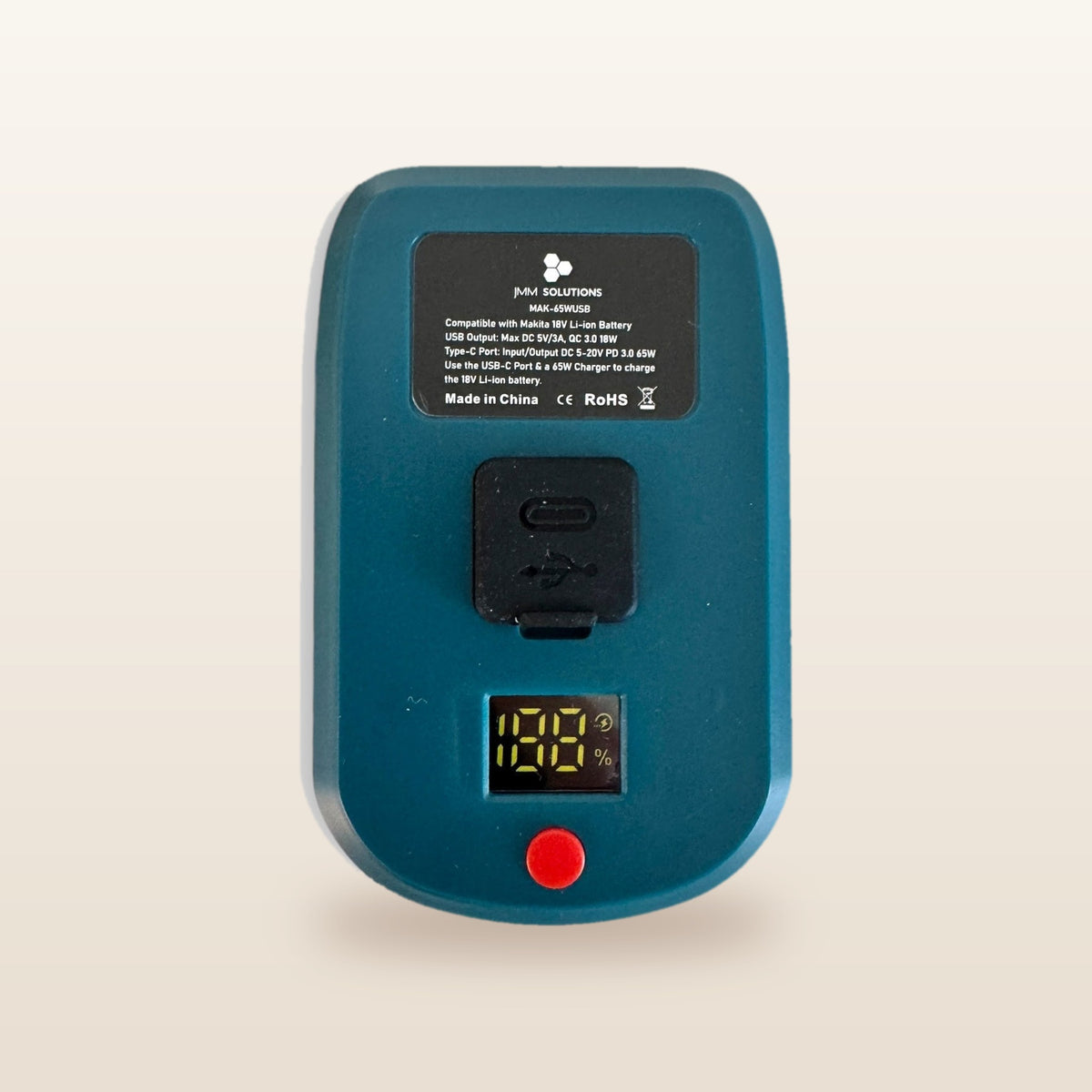 Makita-compatible Power Kit for Starlink Mini: top of the adaptor with USB-C port and digital display