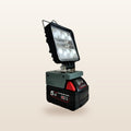 Milwaukee-compatible 18V LED Camp Light from Mr Swagman: on an 18V battery, white light on