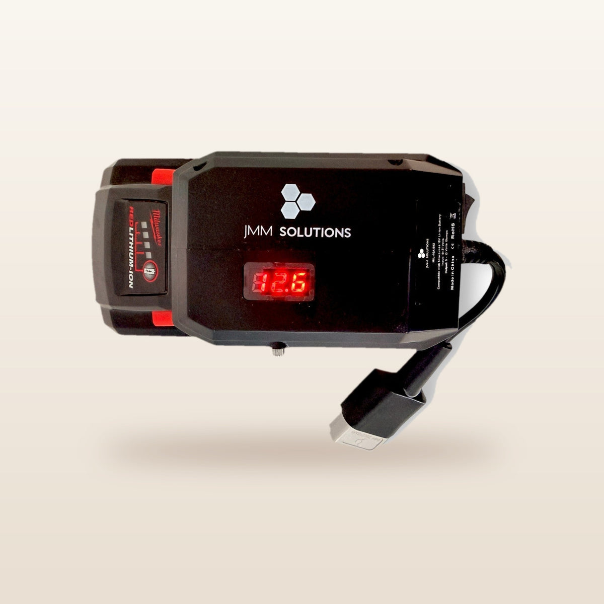 Milwaukee-compatible 18V to 12V Step Down Power Supply: digital voltage display lit