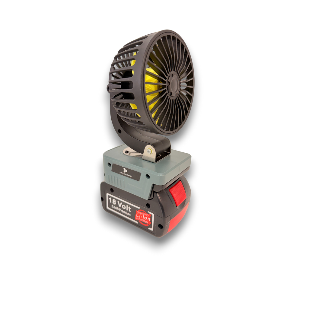 Bosch-compatible 18V 100mm Fan: on an 18V battery, other side