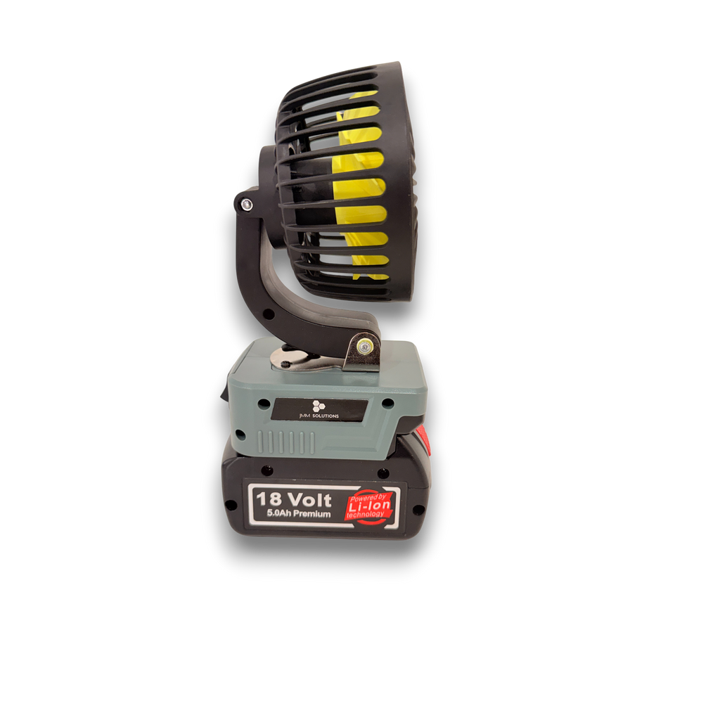 Bosch-compatible 18V 100mm Fan: side view of the fan head