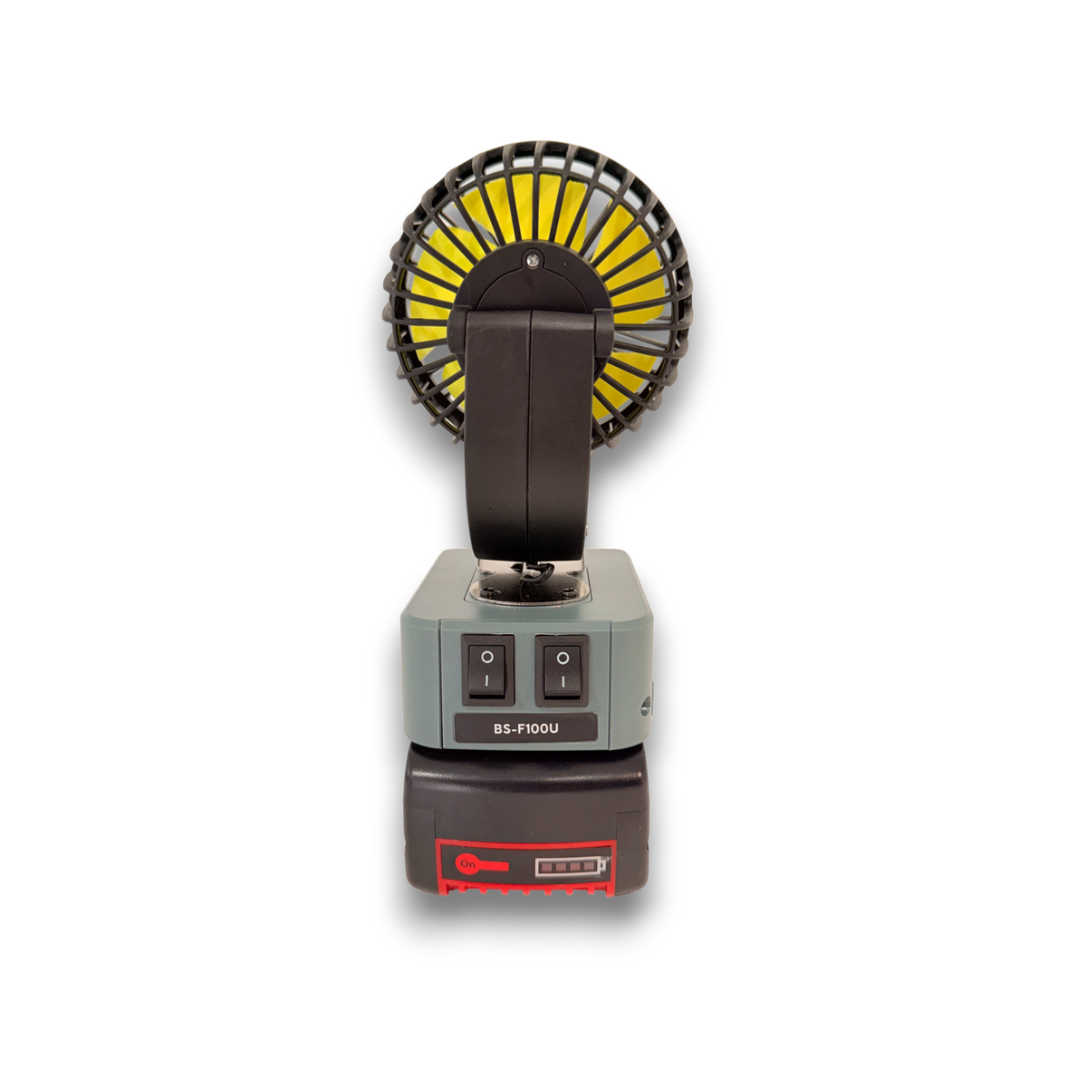 Bosch-compatible 18V 100mm Fan: rear view showing the USB ports