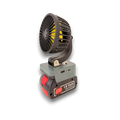 Bosch-compatible 18V 100mm Fan from Mr Swagman: on an 18V battery, angled view