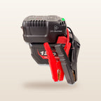 Milwaukee-compatible 18V Jump Starter: angled view with the clamps