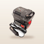 Bosch-compatible Auto Charger from Mr Swagman: in-car battery charger with an 18V battery and 12V plug lead