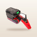 Ozito/Einhell-compatible 18V Jump Starter from Mr Swagman: fitted to an 18V battery, with red and black clamps