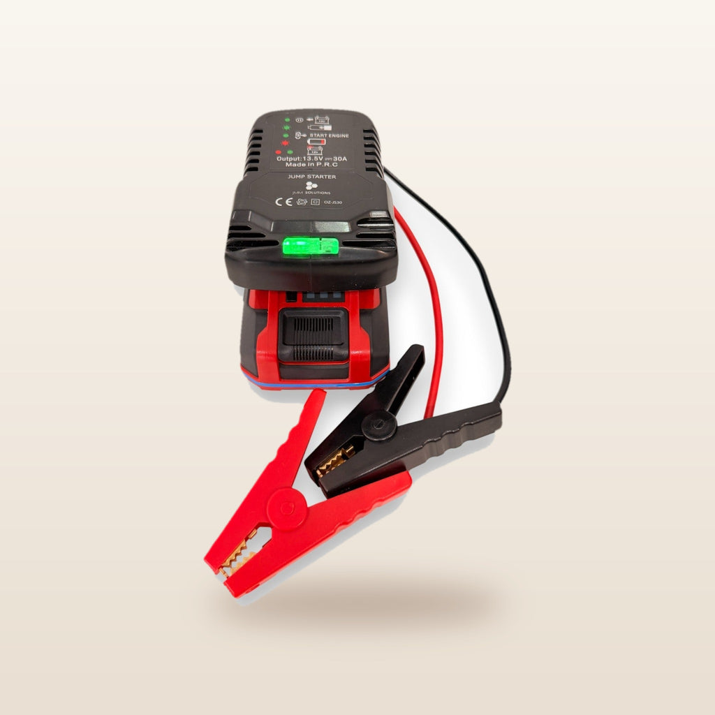 Ozito/Einhell-compatible 18V Jump Starter: front view on the battery with clamps