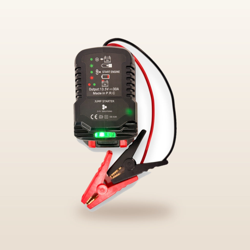 Ozito/Einhell-compatible 18V Jump Starter: front view showing the status lights and clamps