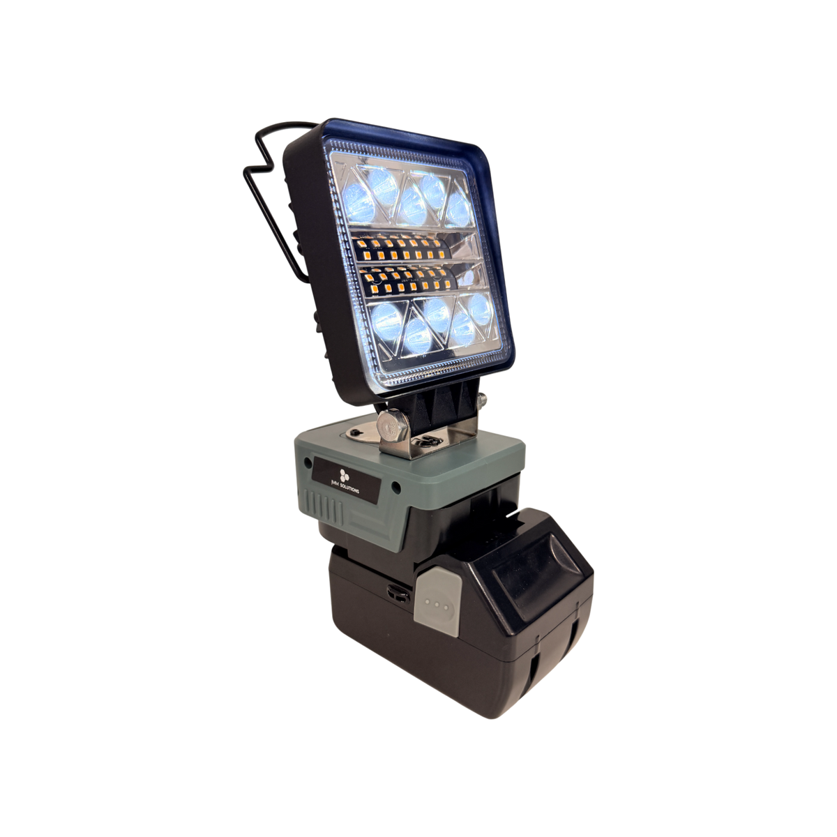 HiKOKI-compatible 18V LED Camp Light from Mr Swagman: on an 18V battery, white light on