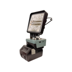 HiKOKI-compatible 18V LED Camp Light: side angle on an 18V battery