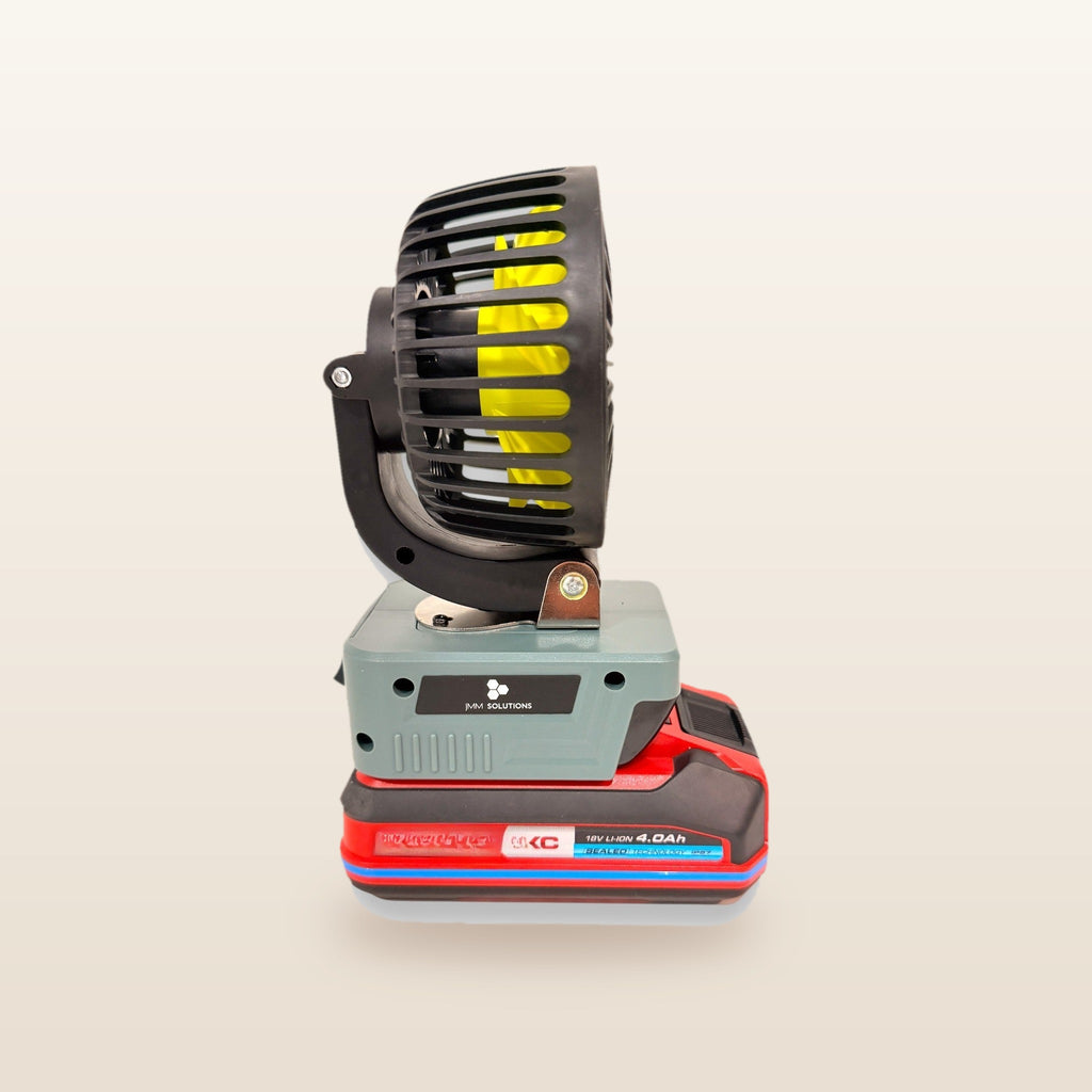 Ozito/Einhell-compatible 18V LED Light & Fan Bundle: fan, side view of the fan head