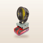 Ozito/Einhell-compatible 18V LED Light & Fan Bundle: fan on an 18V battery, angled view