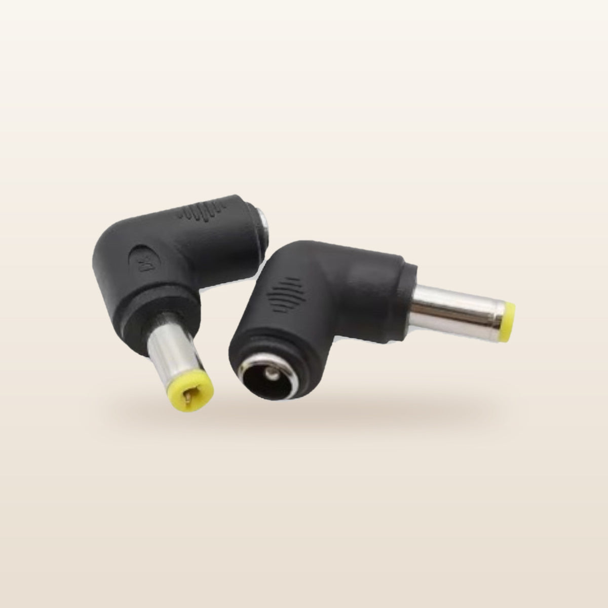 Right-Angle DC Adaptor Tips, Strip of 8: pair of right-angle DC adaptors, yellow tip, larger size