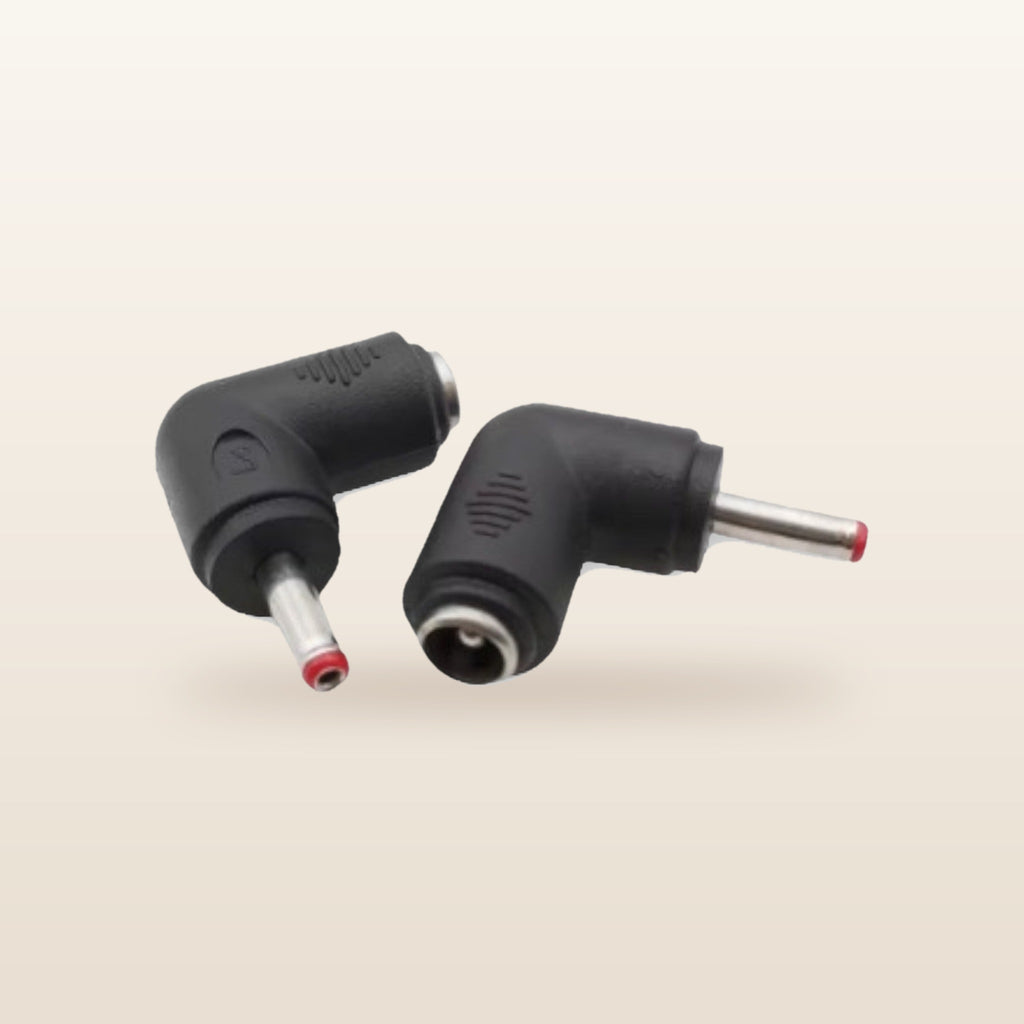 Right-Angle DC Adaptor Tips, Strip of 8: pair of right-angle DC adaptors, red tip