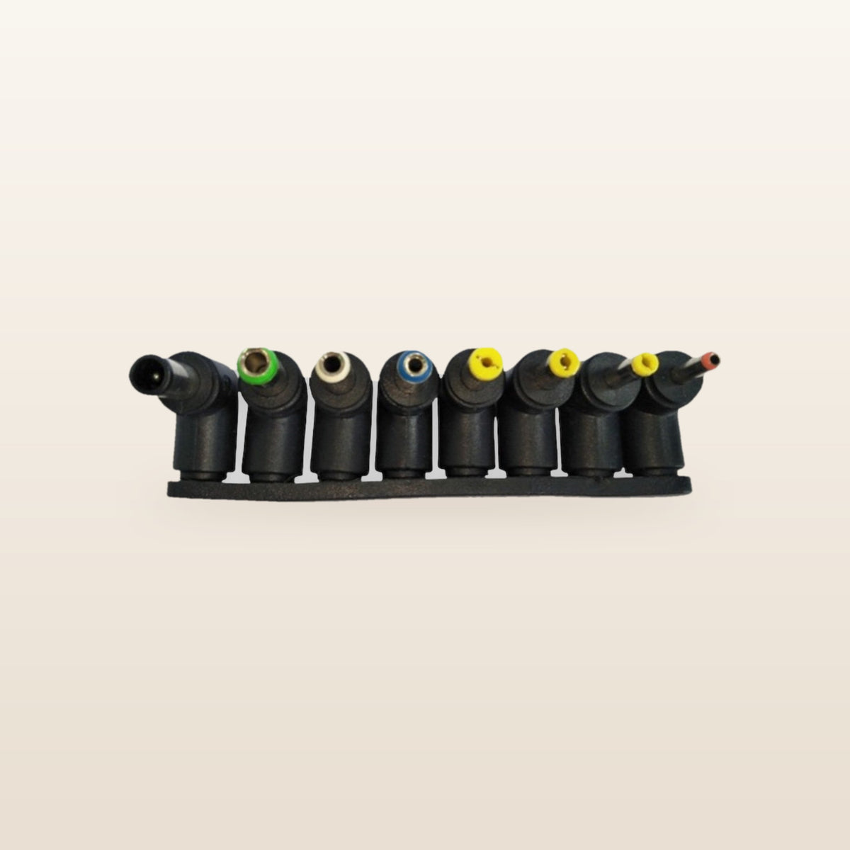 Right-Angle DC Adaptor Tips, Strip of 8 from Mr Swagman: eight right-angle DC adaptor tips in a strip