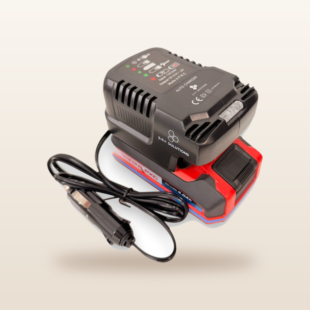 Ozito/Einhell-compatible 18V Jump Starter: on the battery with a 12V plug lead