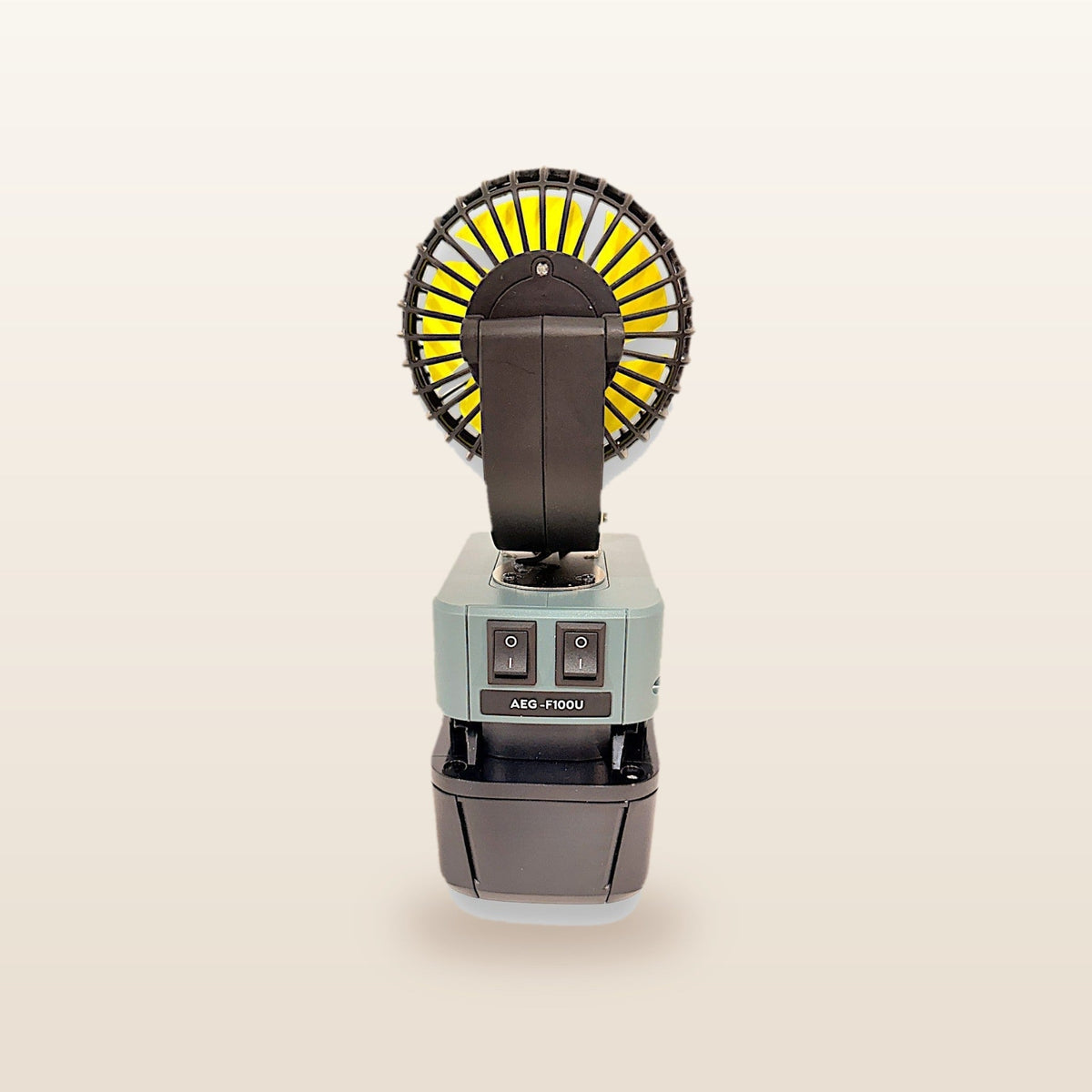 AEG-compatible 18V 100mm Fan: rear view showing the USB ports