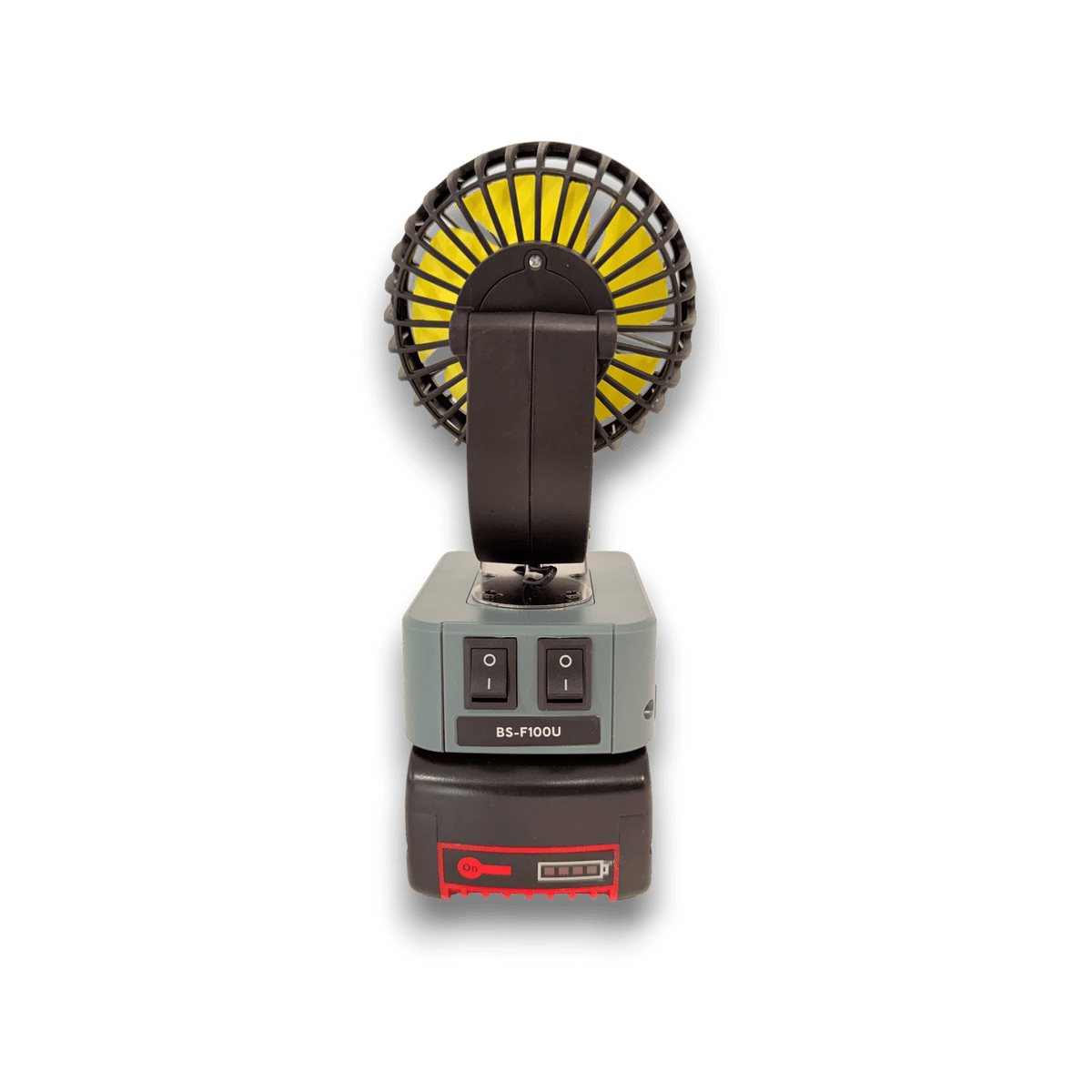 Bosch-compatible 18V 100mm Fan: rear view showing the USB ports