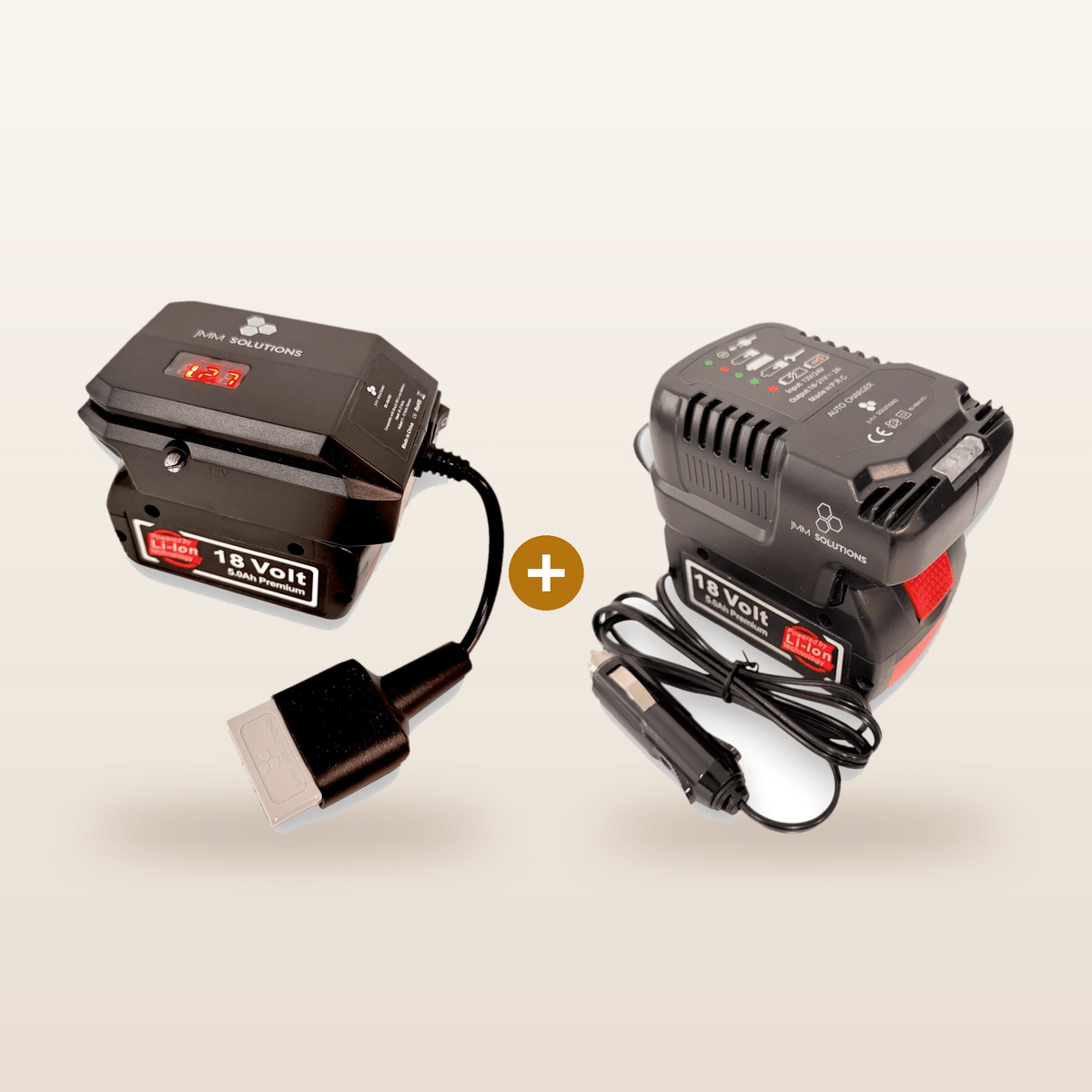 Mr Swagman Bosch-compatible 18V to 12V Power Supply + Auto Charger Bundle: power supply and in-car charger on 18V batteries