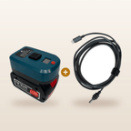 Bosch-compatible Power Kit for Starlink Mini from Mr Swagman: USB-C adaptor on an 18V battery plus Starlink Mini cable