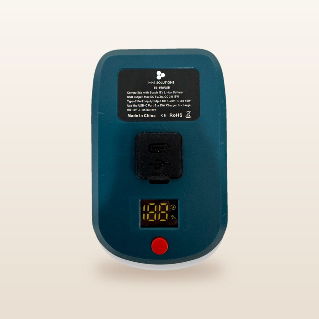 Bosch-compatible USB-C 65W PD Charger from Mr Swagman: top of the adaptor with USB-C port and digital display