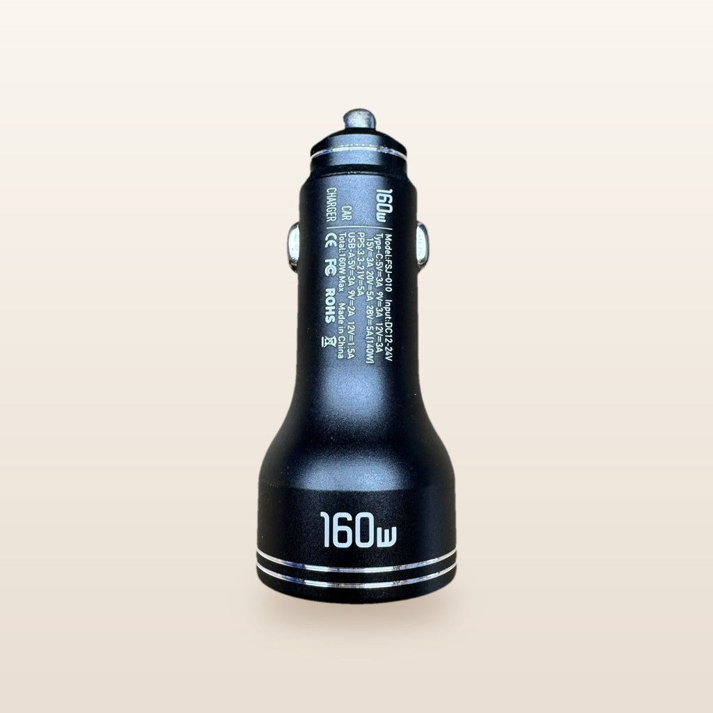 Car Power Kit for Starlink Mini: side view of the car charger showing 160W