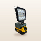 DeWalt-compatible 18V LED Camp Light from Mr Swagman: on an 18V battery, white light on
