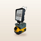 DeWalt-compatible 18V LED Light & Fan Bundle: LED light on an 18V battery, white light on