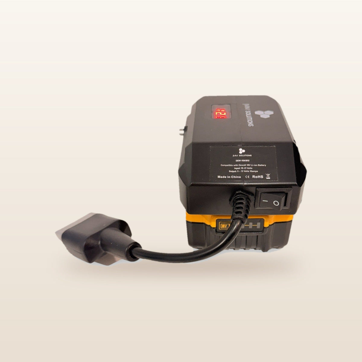 DeWalt-compatible 18V to 12V Step Down Power Supply: rear view showing the Anderson lead