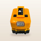 DeWalt-compatible USB & 12V Charger with LED Light: front view showing the built-in LED light