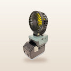 HiKOKI-compatible 18V 100mm Fan from Mr Swagman: on an 18V battery, angled view