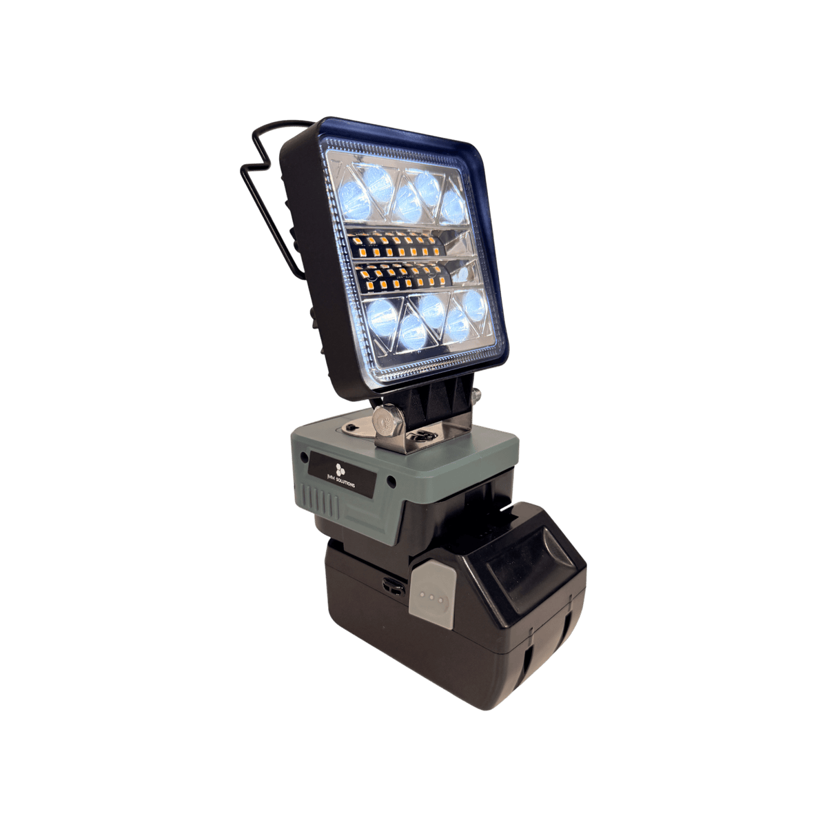 HiKOKI-compatible 18V LED Camp Light from Mr Swagman: on an 18V battery, white light on