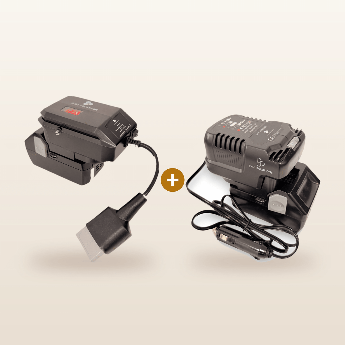 Mr Swagman HiKOKI-compatible 18V to 12V Power Supply + Auto Charger Bundle: power supply and in-car charger on 18V batteries