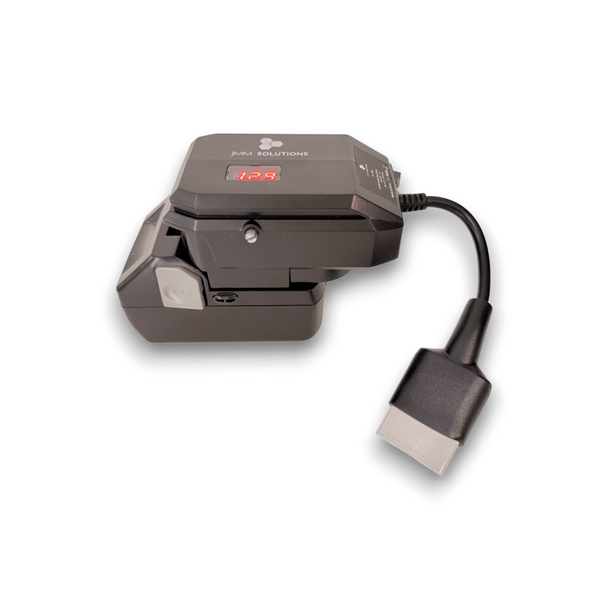 HiKOKI-compatible 18V to 12V Power Supply + Auto Charger Bundle: on an 18V tool battery, with Anderson plug lead