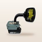 Makita-compatible 18V LED Light & Fan Bundle: fan head tilted on its flexible neck