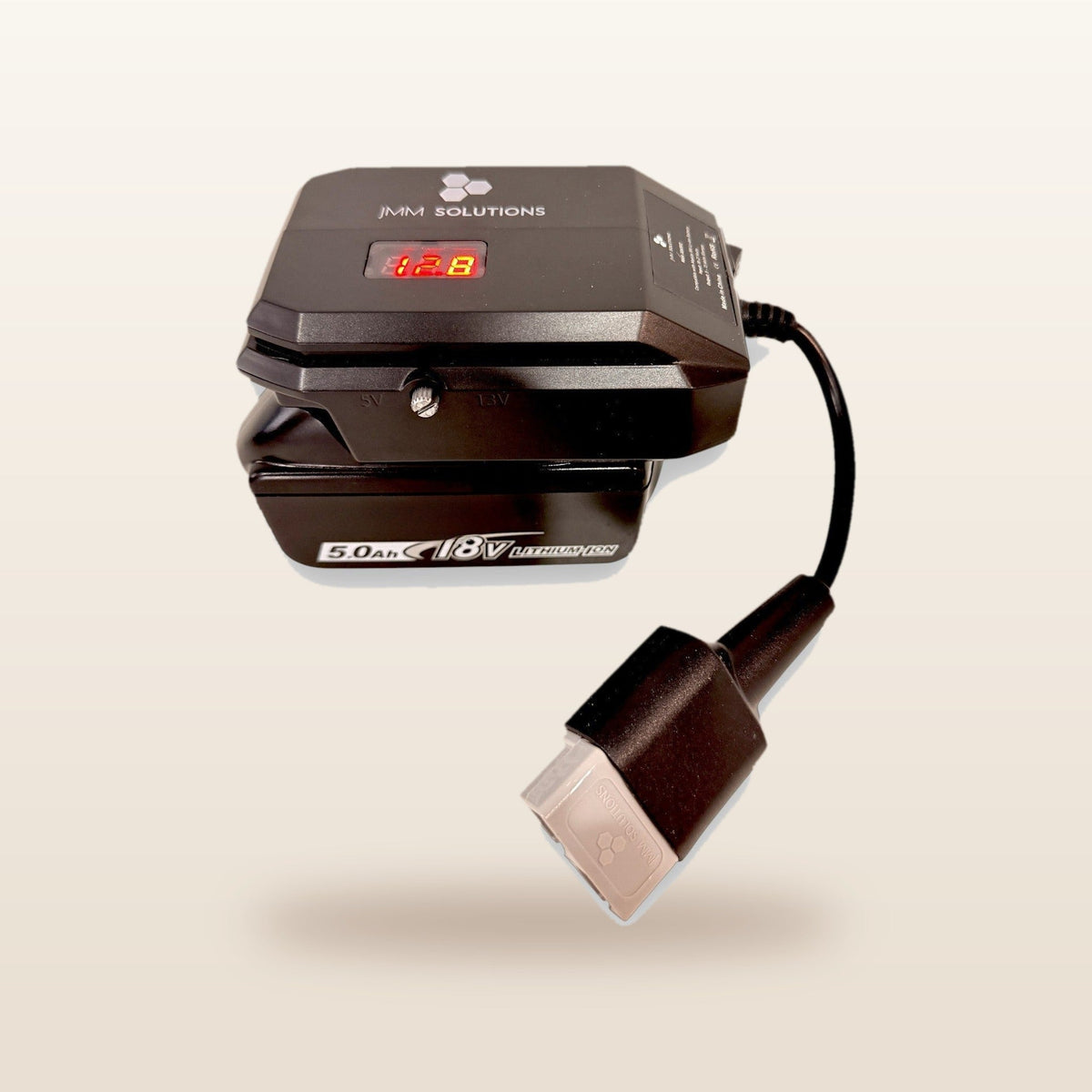 Makita-compatible 18V to 12V Step Down Power Supply: side view on the battery with Anderson lead