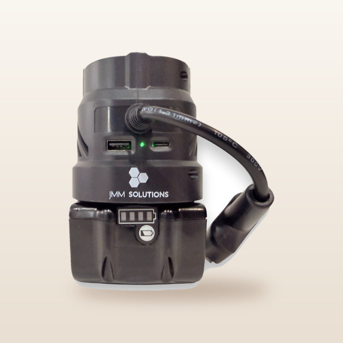 Makita-compatible Volt Step Down PRO: side view with USB ports and Anderson lead