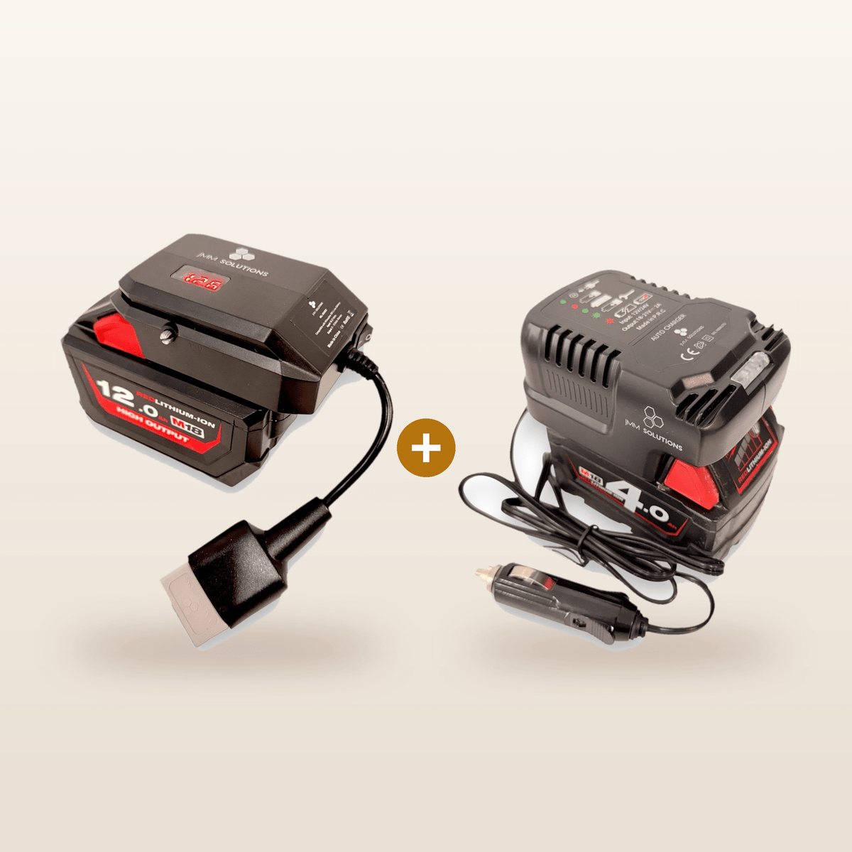 Mr Swagman Milwaukee-compatible 18V to 12V Power Supply + Auto Charger Bundle: power supply and in-car charger