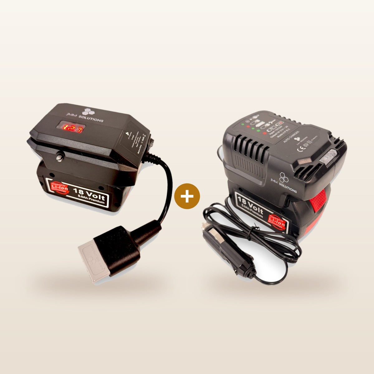 Mr Swagman Bosch-compatible 18V to 12V Power Supply + Auto Charger Bundle: power supply and in-car charger on 18V batteries