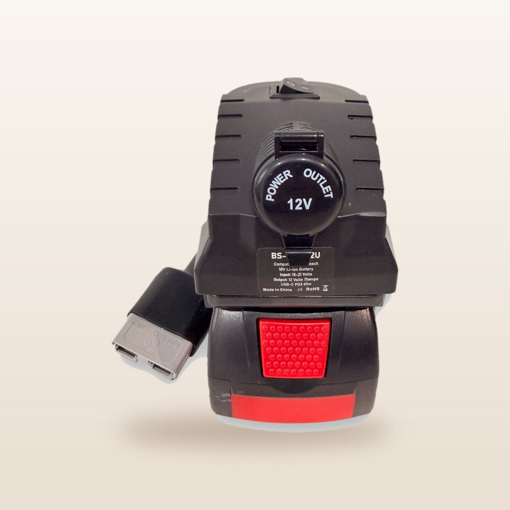 Bosch-compatible Volt Step Down PRO: front view showing the capped 12V socket