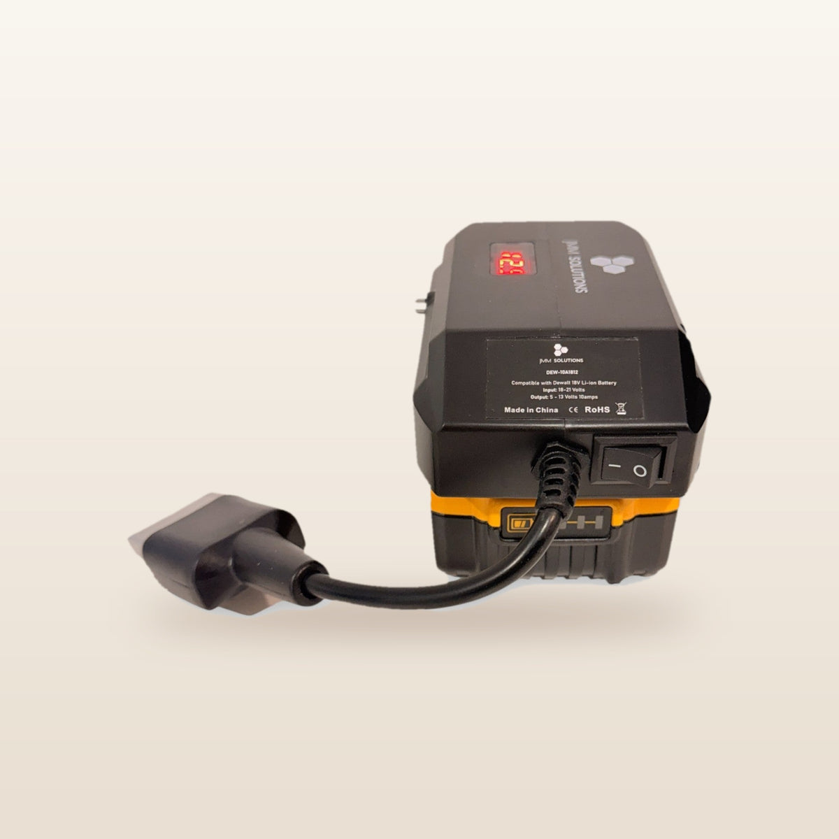 DeWalt-compatible 18V to 12V Step Down Power Supply: rear view showing the Anderson lead