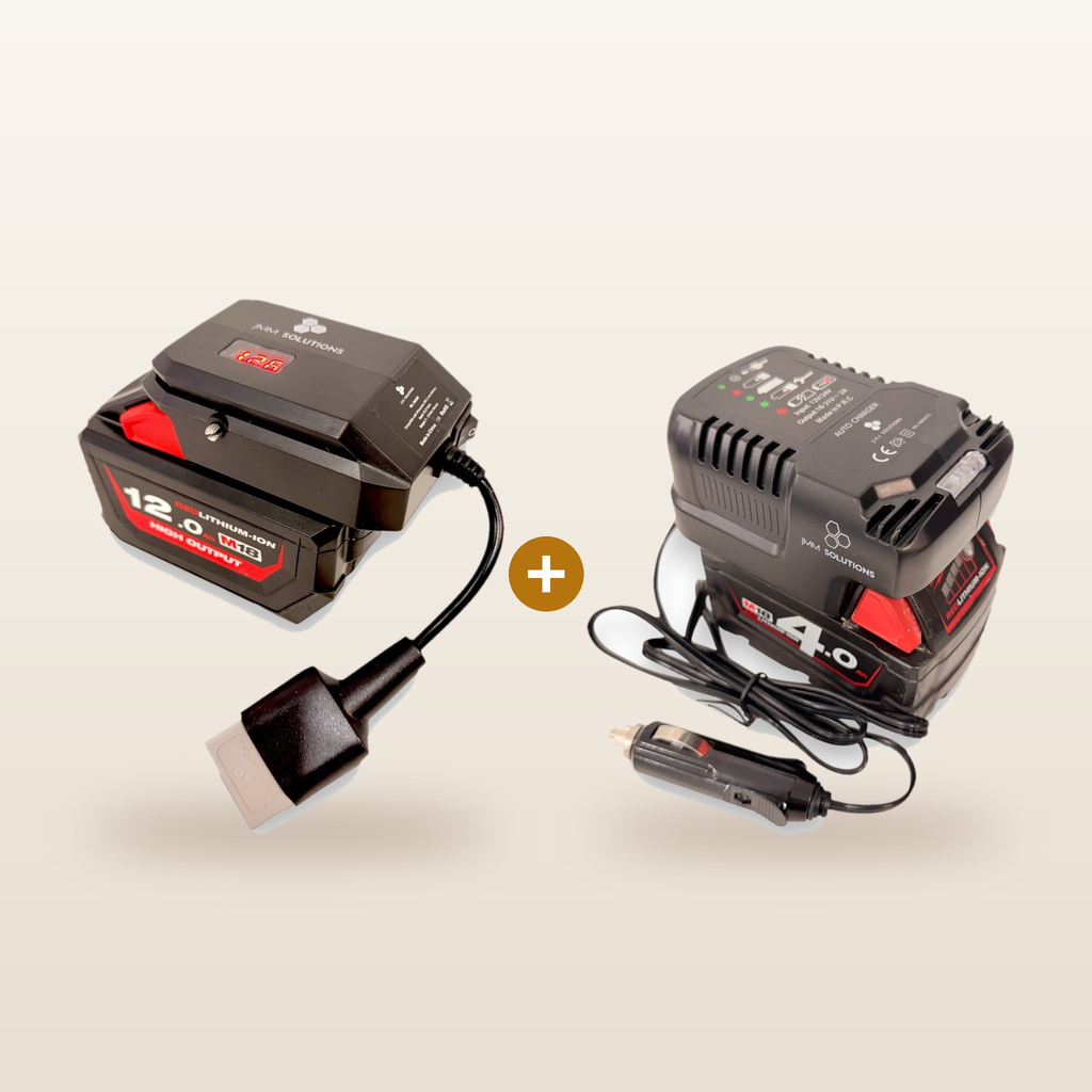 Mr Swagman Milwaukee-compatible 18V to 12V Power Supply + Auto Charger Bundle: power supply and in-car charger