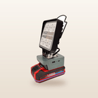 Ozito/Einhell-compatible 18V LED Camp Light: side angle on an 18V battery