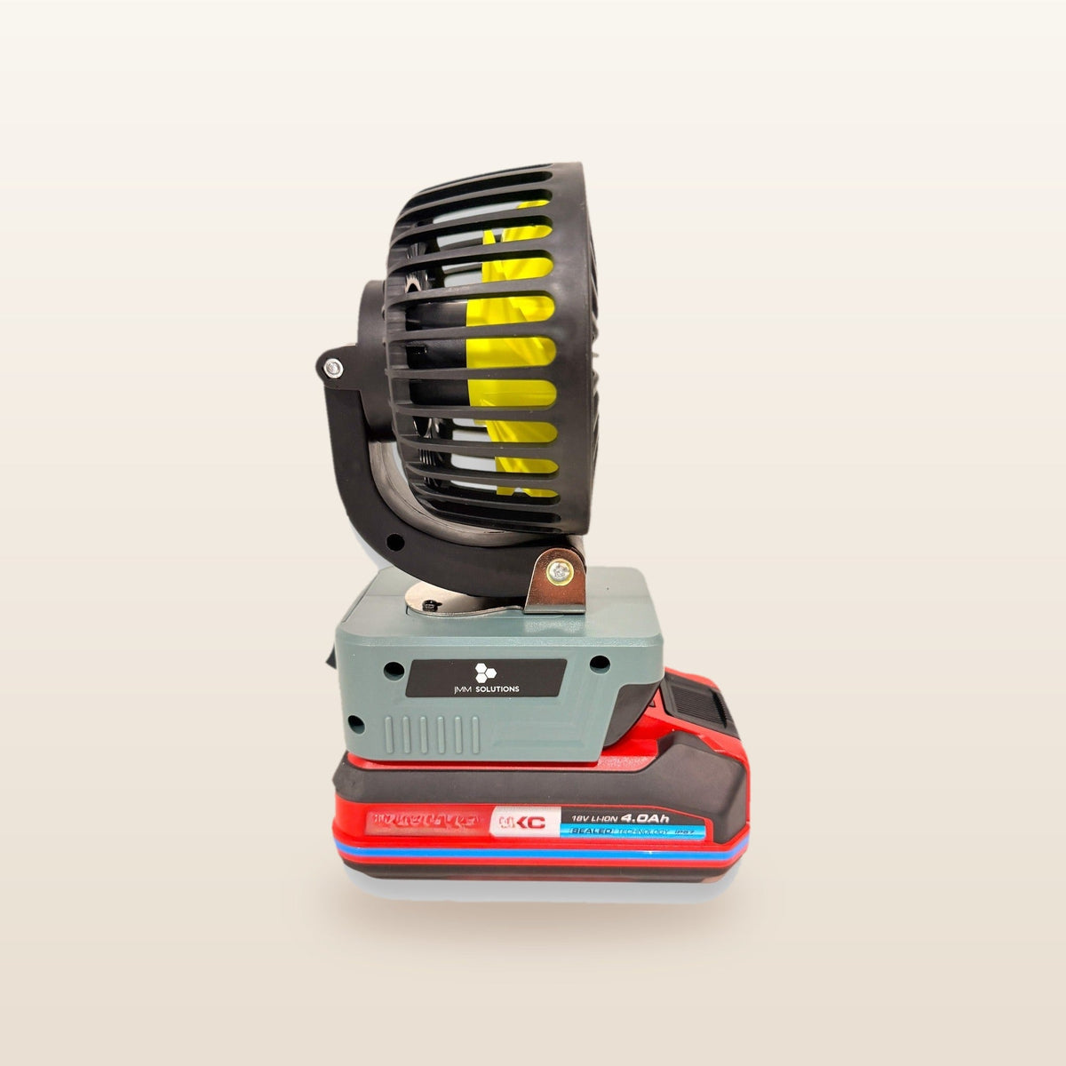 Ozito/Einhell-compatible 18V LED Light & Fan Bundle: fan, side view of the fan head