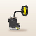 Ryobi ONE+ compatible 18V LED Light & Fan Bundle: fan head tilted on its flexible neck