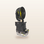 Ryobi ONE+ compatible 18V LED Light & Fan Bundle: fan on an 18V battery, other side