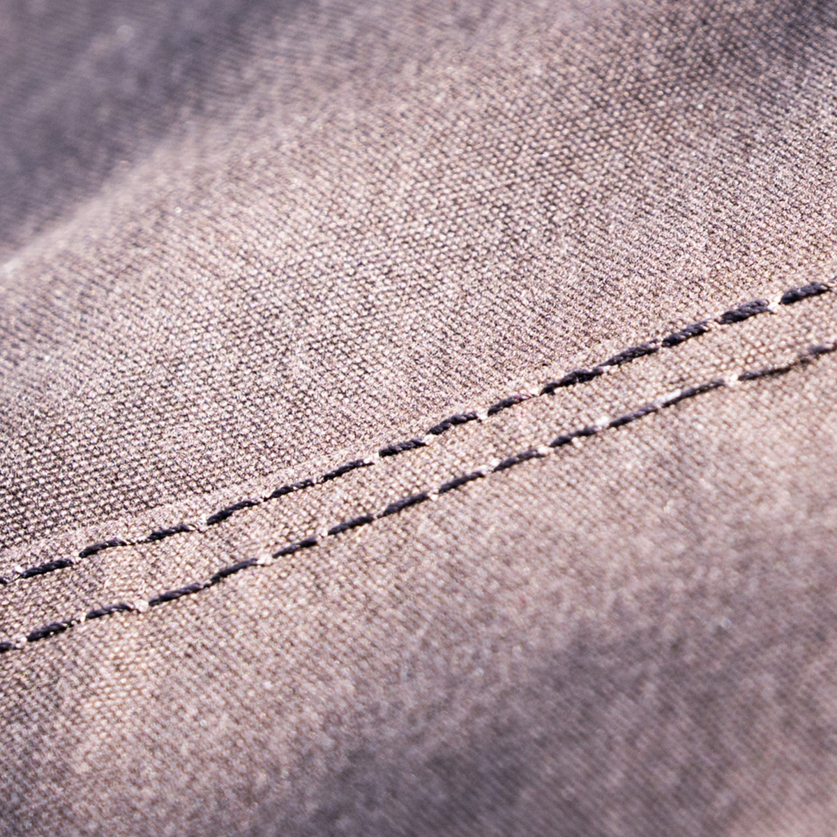 Close-up of the stitched seam on the Stockman Brown canvas